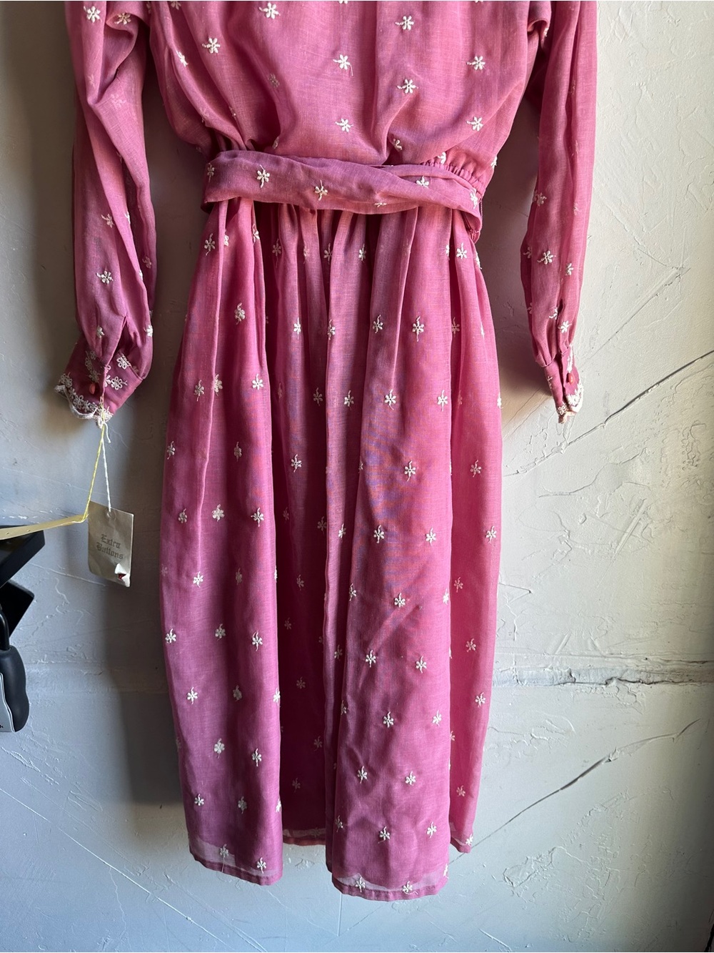 Vintage Pink Prairie Cottagecore Midi Dress NWT Romantic Floral Embroidered USA - Picture 4 of 15